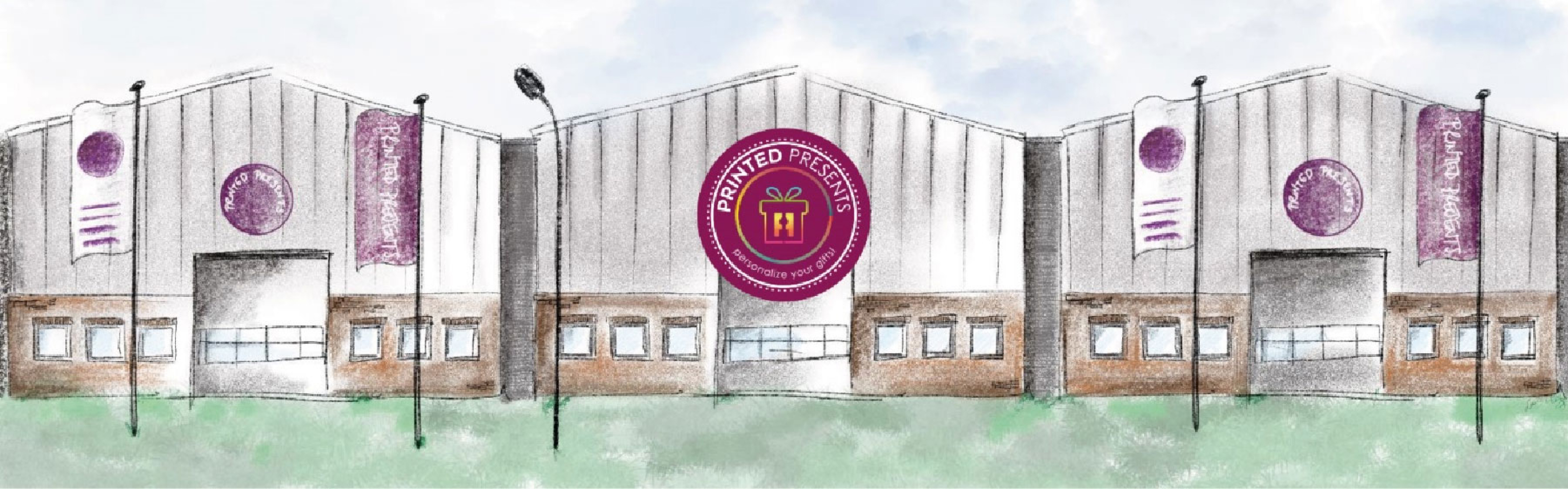 Tekening van pand Printed Presents